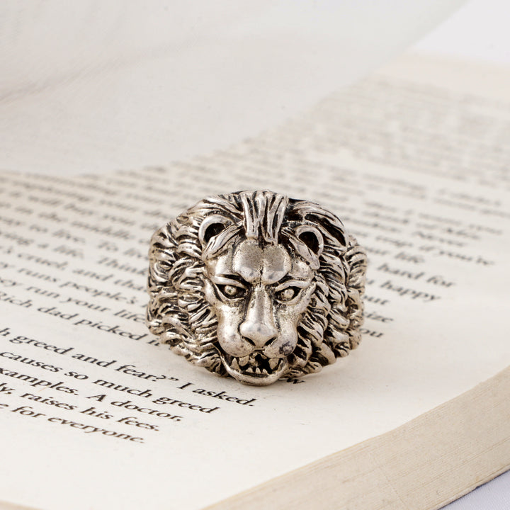 Bold Lion Head Sterling Silver Ring