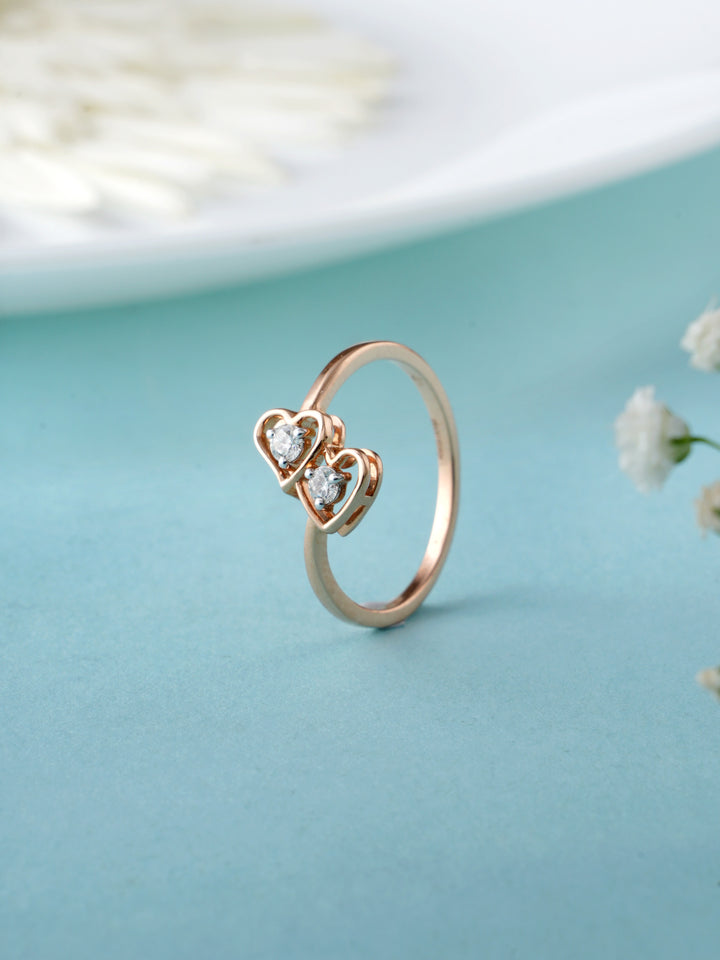 Elegant dual Heart Diamond Ring