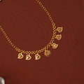 Gold Fancy Necklace with Hanging Leaf Charms