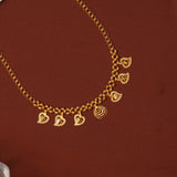 Gold Fancy Necklace with Hanging Leaf Charms