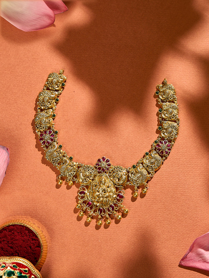 Ruby-Emerald Peacock Necklace