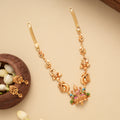 Elegant Peacock Lakshmi Golden Necklace Set