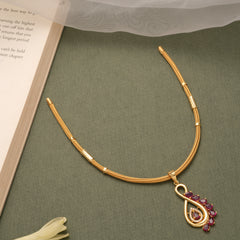 Radiant Ruby Infinity Pattern Golden Necklace