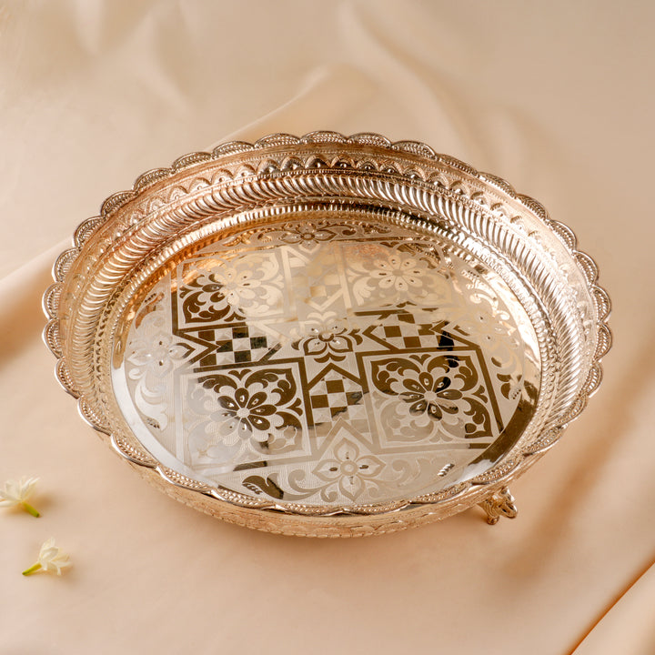 Elegant Round Silver Thamboolam Plate