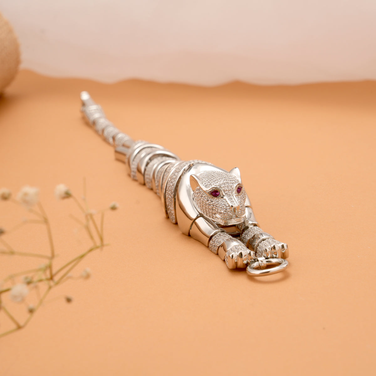 Flexible Jaguar Silver Bracelet for Men