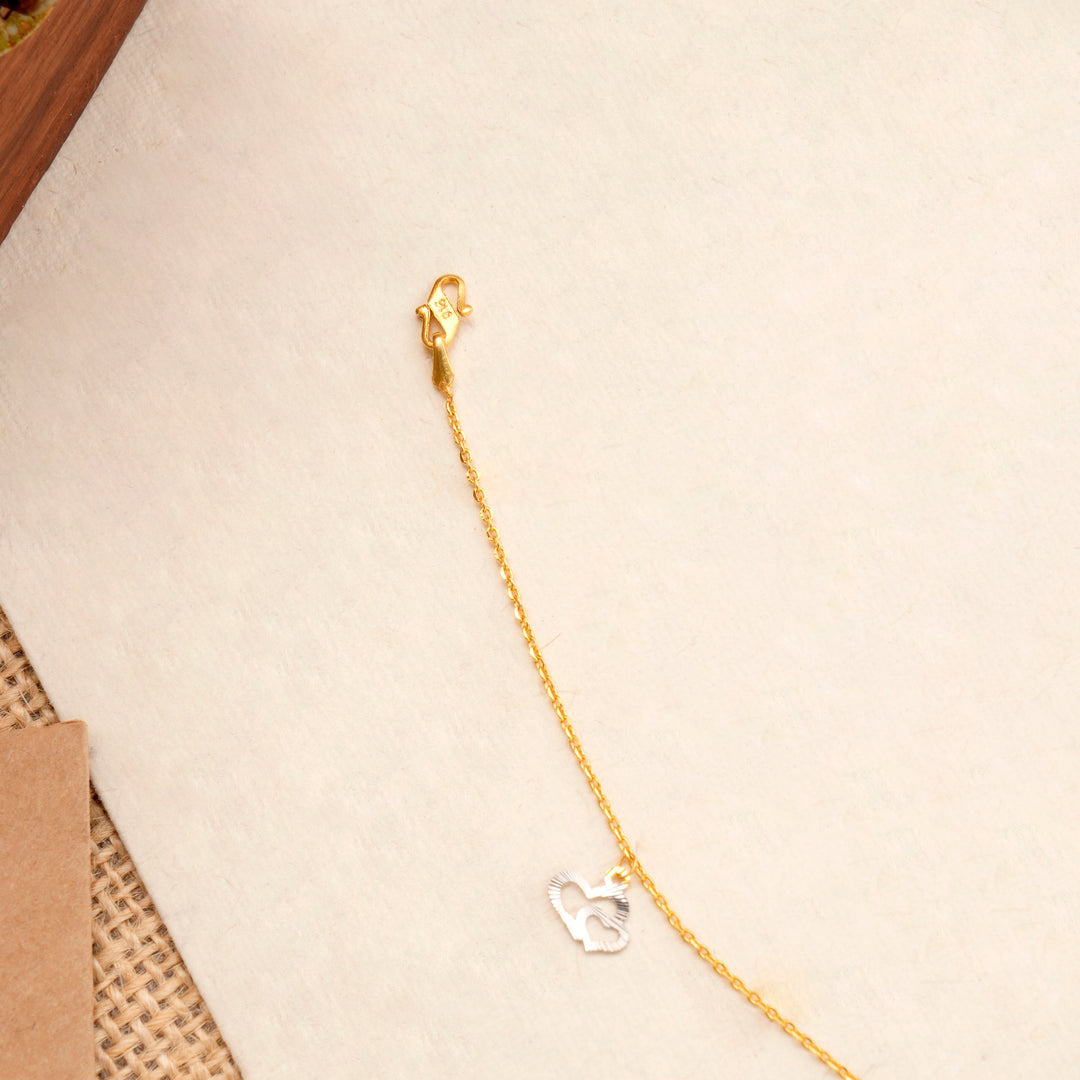 Tiny Tri-Tone Heart Gold Bracelet