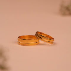 Gold Textured Matching Wedding Couple Rings