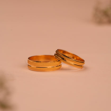 Gold Textured Matching Wedding Couple Rings