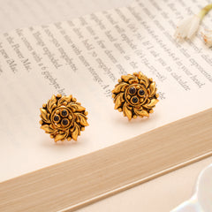 Classic Antique Leaf Swirl Golden Stud