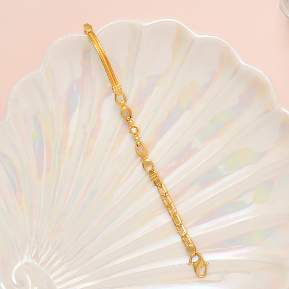 Single Stone Fancy Gold Bracelet for Baby