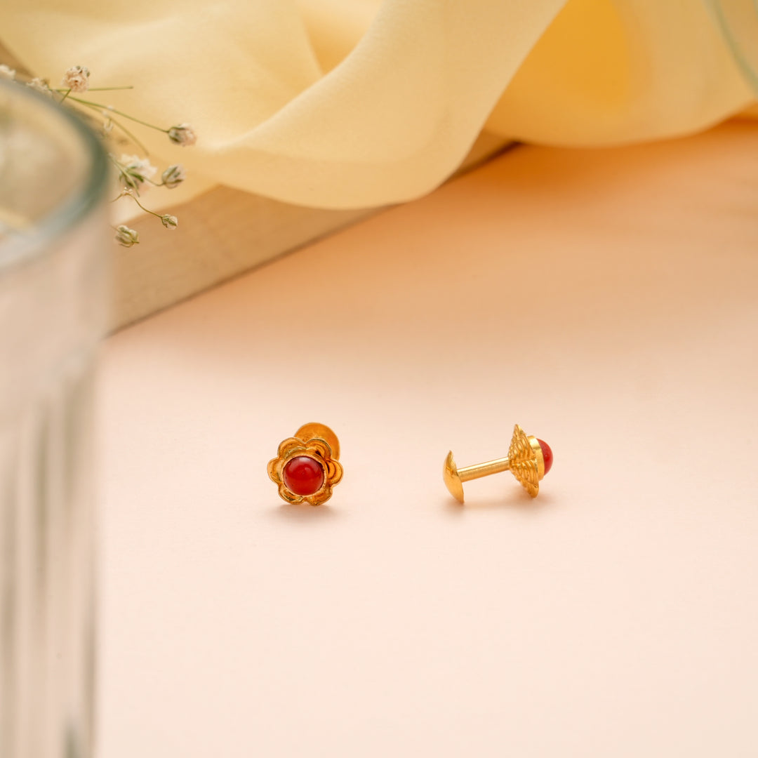 Classic Coral Gold Stud