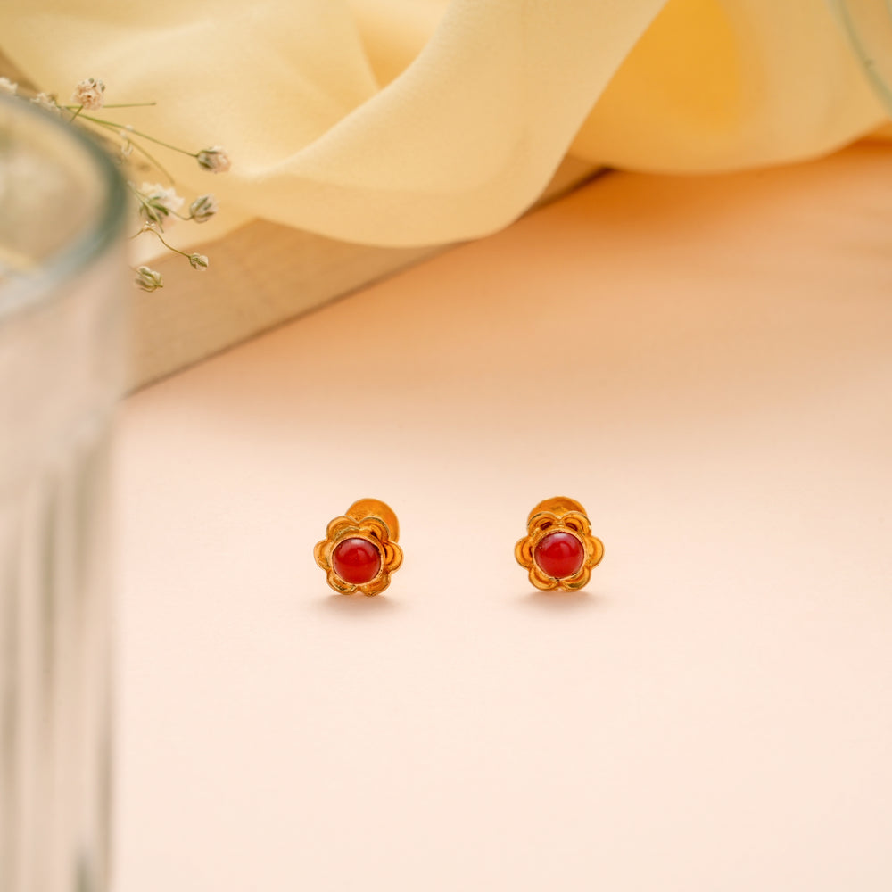 Classic Coral Gold Stud