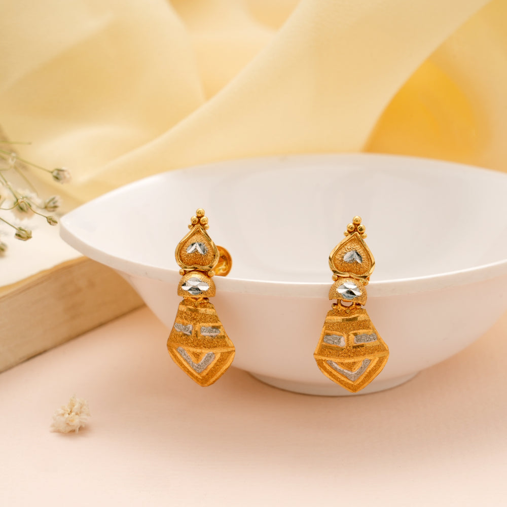 Premium Two-Tone Gold Geometric Drop Earrings