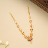 Classic Flower Lakshmi Design Golden Necklace Set