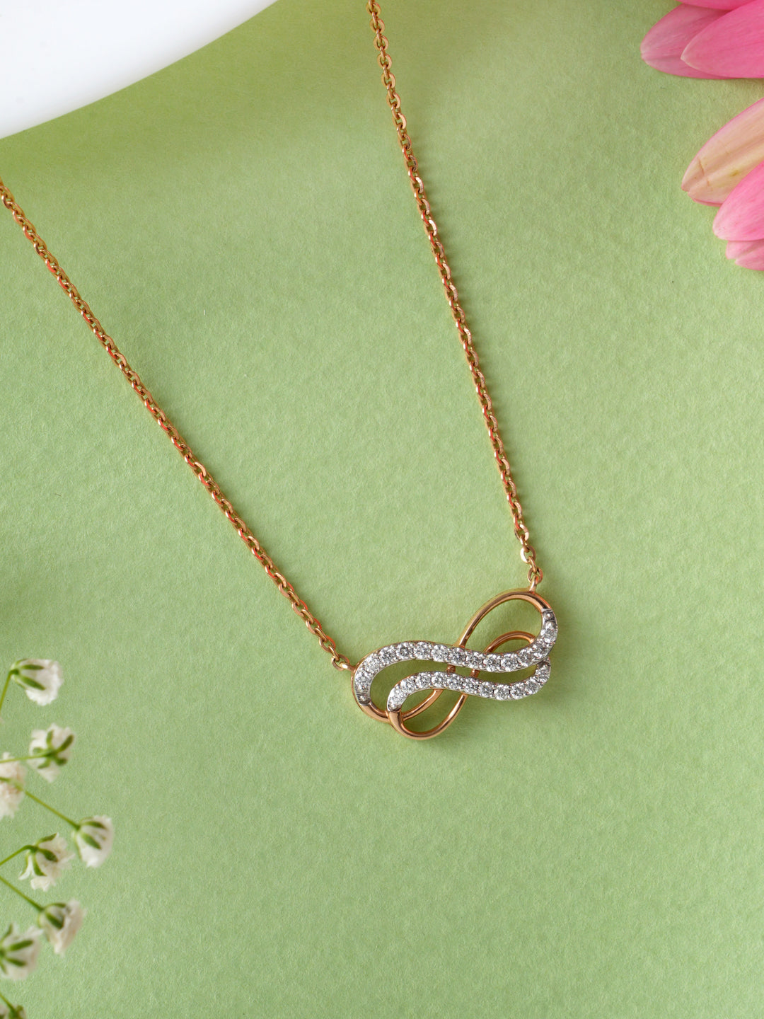 Twin  Infinity diamond rose gold Chain