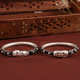 Yazhi Design with Black Beads Silver Baby Bracelet
