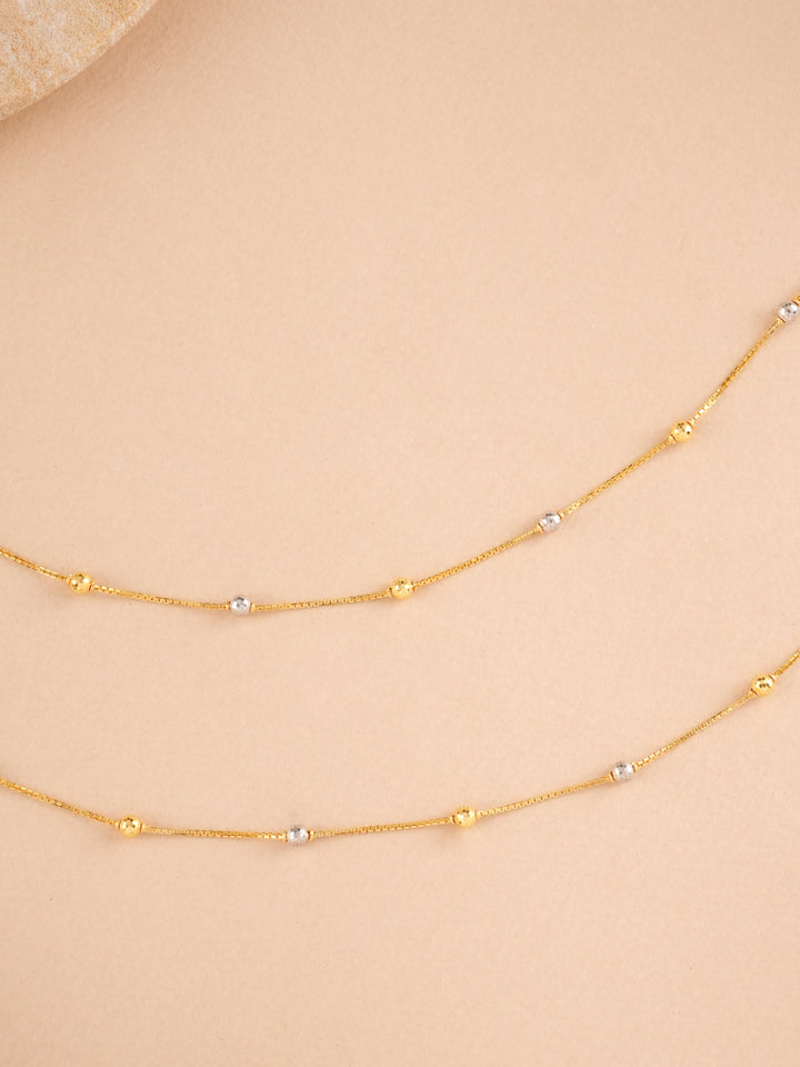 Dual Toned Ball Gold Anklet