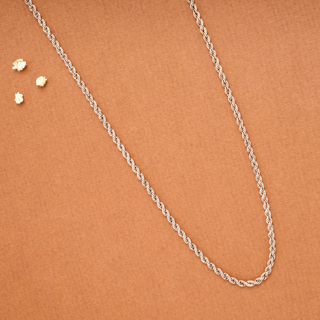 Traditional Twisted Rope Women’s Silver Chain