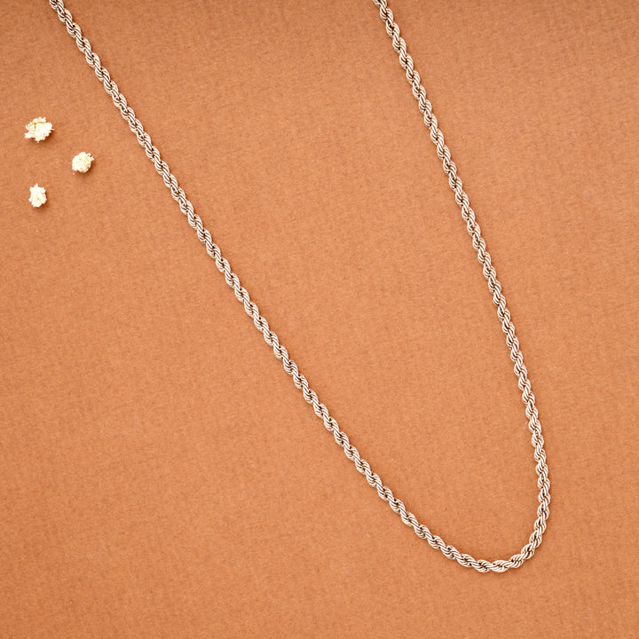 Traditional Twisted Rope Women’s Silver Chain