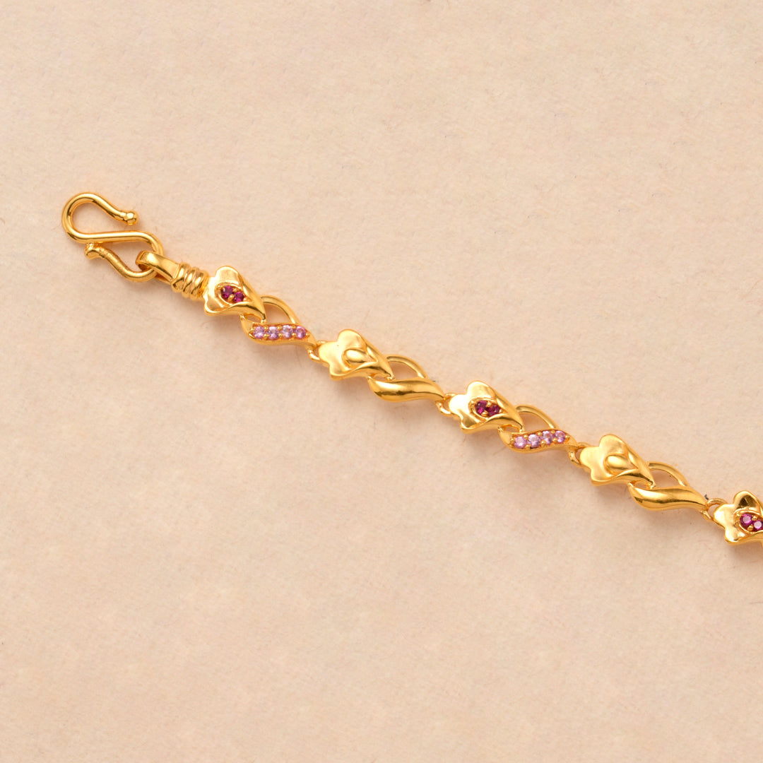 Ruby Flower Design Casting Gold Bracelet