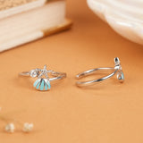 Dainty Starfish Blue Silver Fancy Metti