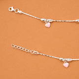 Charm Pink Heart Silver Baby Anklets