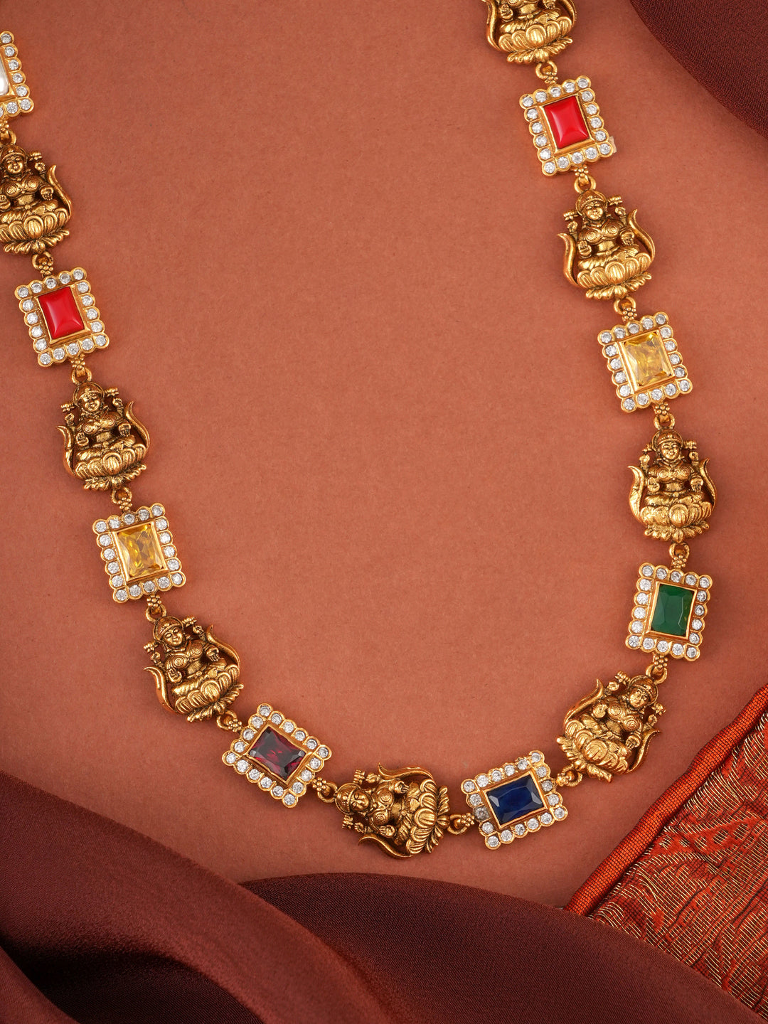Navratna Stones in Lakshmi Gold Plated Haram