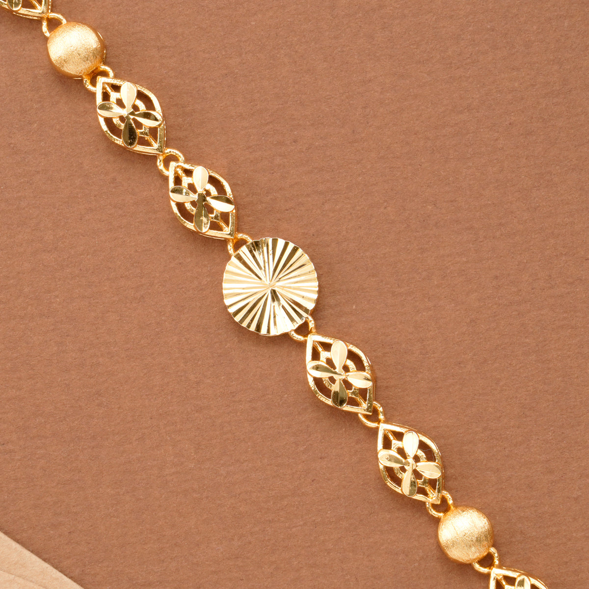 Sun Burst Pattern Gold Plated Casting Bracelet