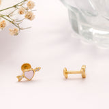 Tiny Heart with Arrow Golden Stud