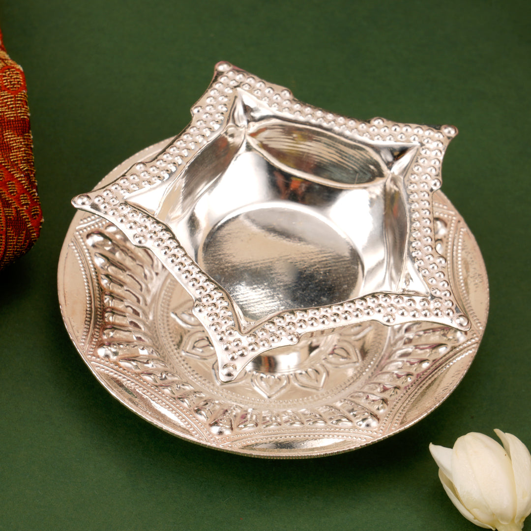 Elegant Silver Deepam Plate