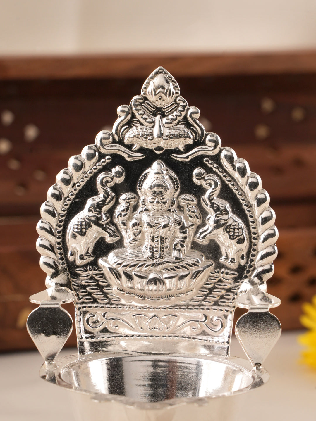 Traditional and Classic Gajalakshmi Silver Vilakku