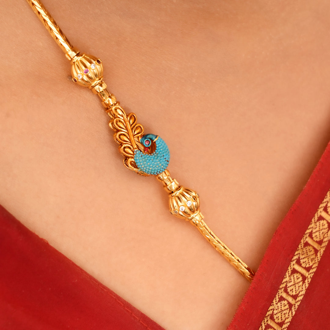 Shimmering Peacock Mugappu Chain