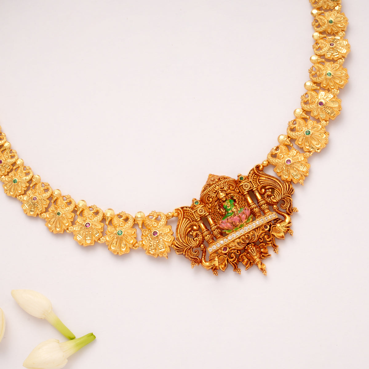 Antique Temple Inspired Lakshmi Golden Necklace