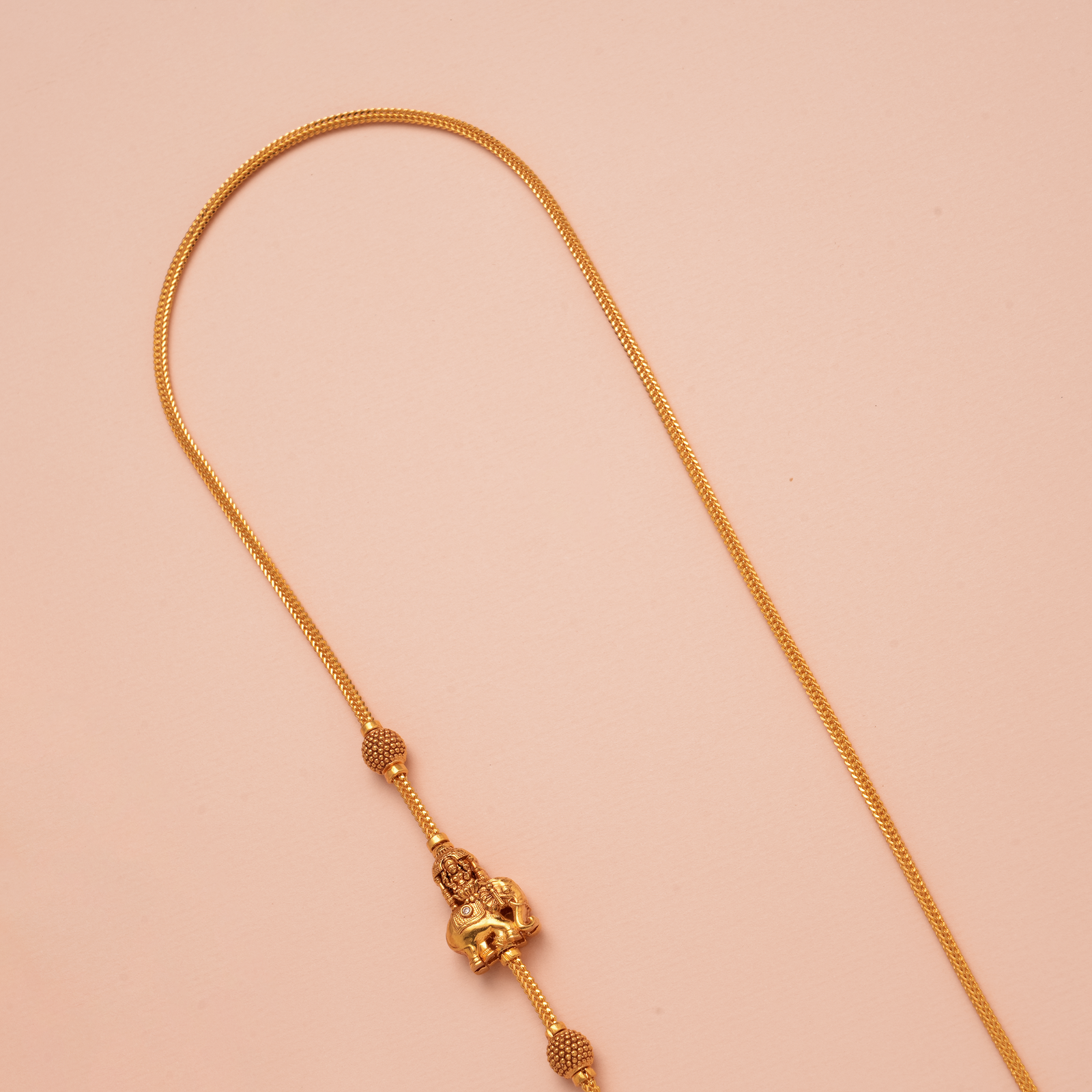 Elegant Elephant Lakshmi Gold Mugappu Chain