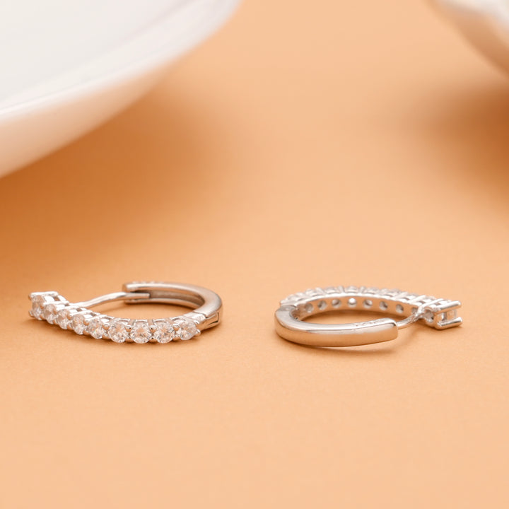 Dual Spark Silver Hoops Earring
