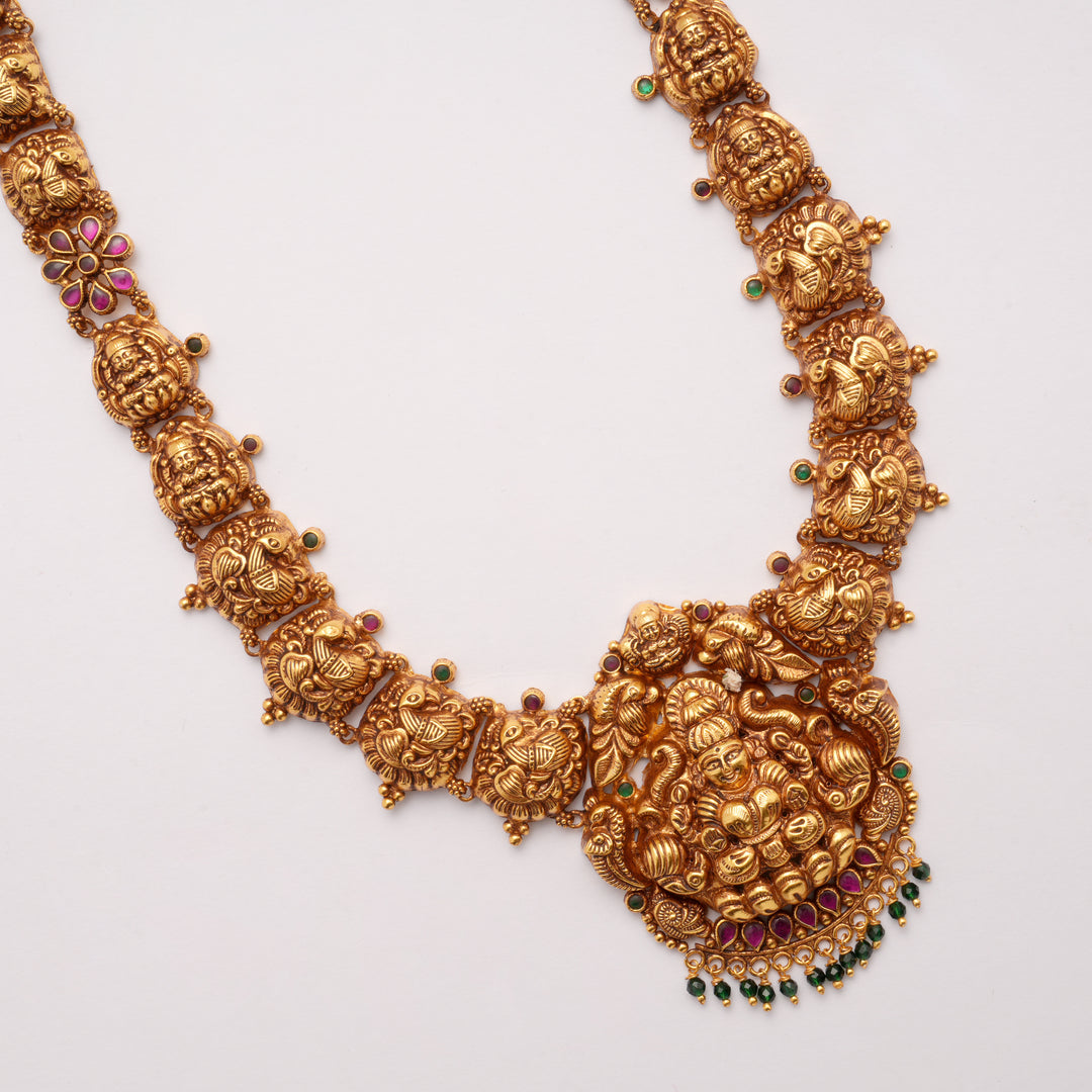 Premium Peacock with Lakshmi Devi Golden Haram