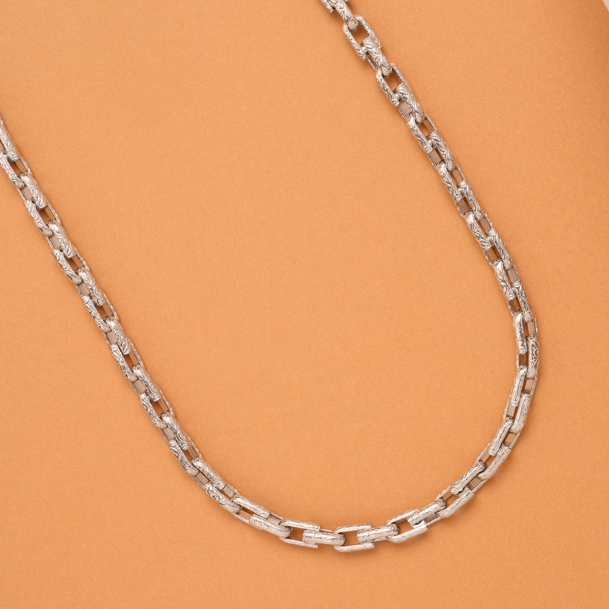 Stylish Silver Curb Link Men’s Chain