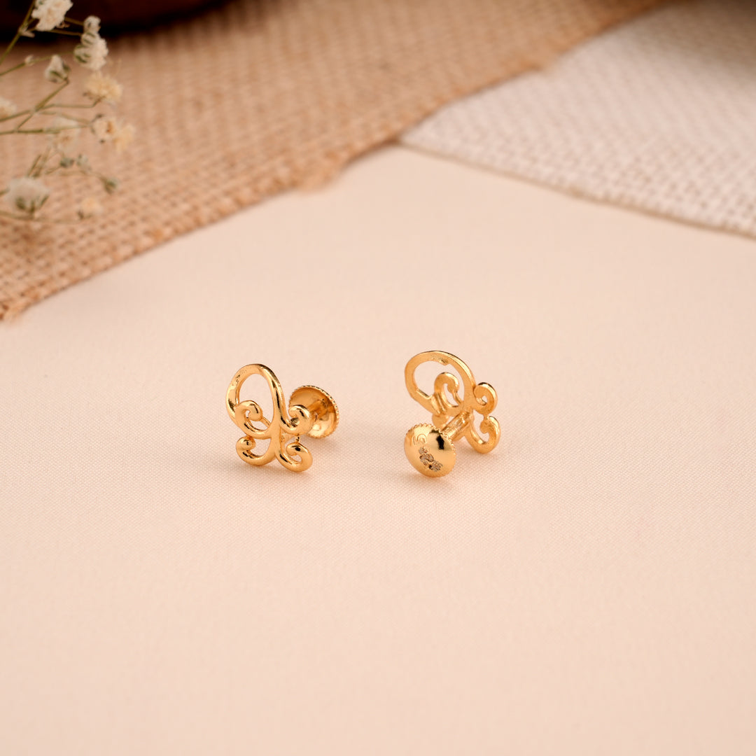 Golden Butterfly Casting Stud Earrings