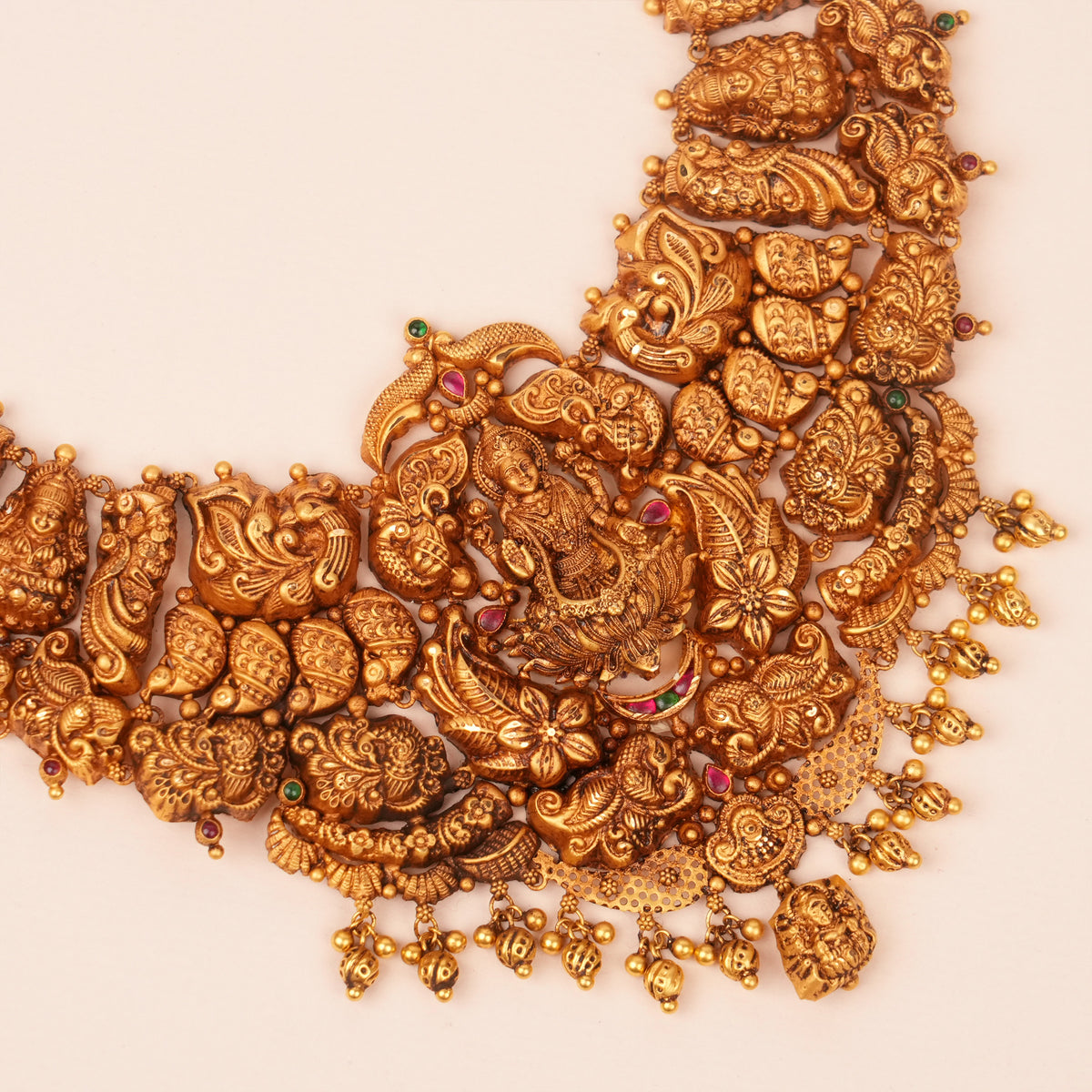 Antique Lakshmi with Peacock Gold Haram