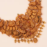 Antique Lakshmi with Peacock Gold Haram