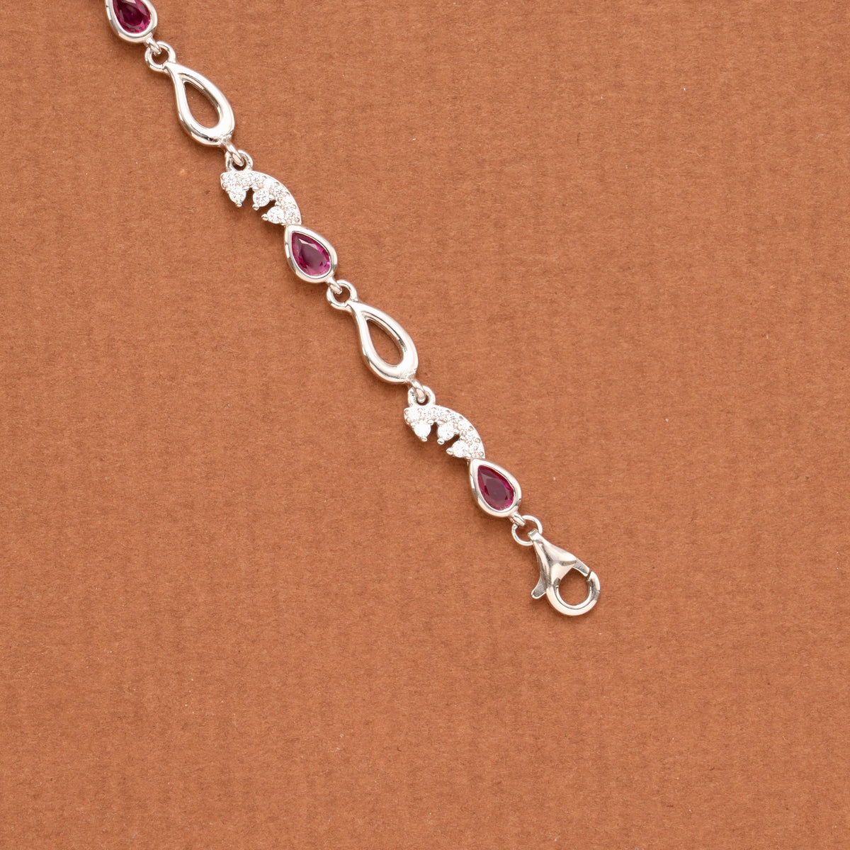 Elegant Tear Drop Purple Stone Silver Women’s Bracelet