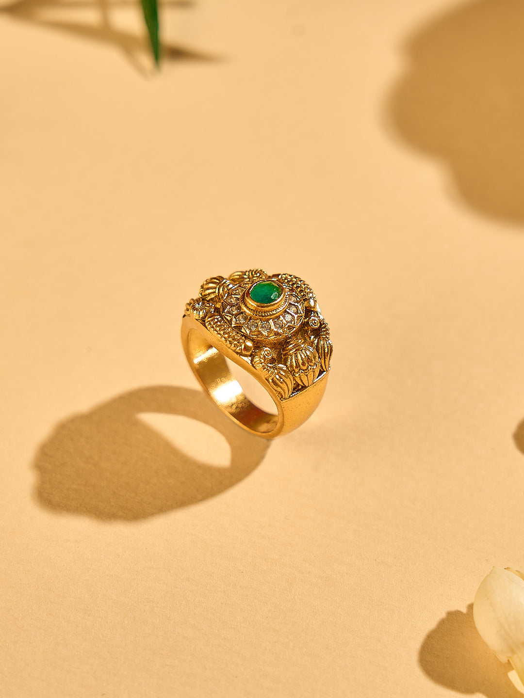 Golden Nagas Green Ring