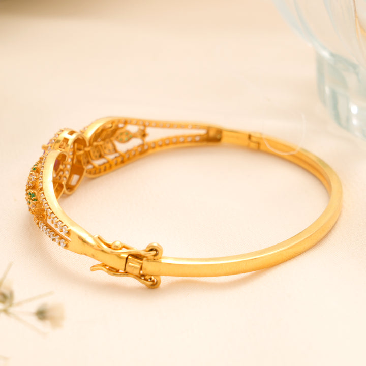 Ruby Emerald with Floral Style Gold Kada
