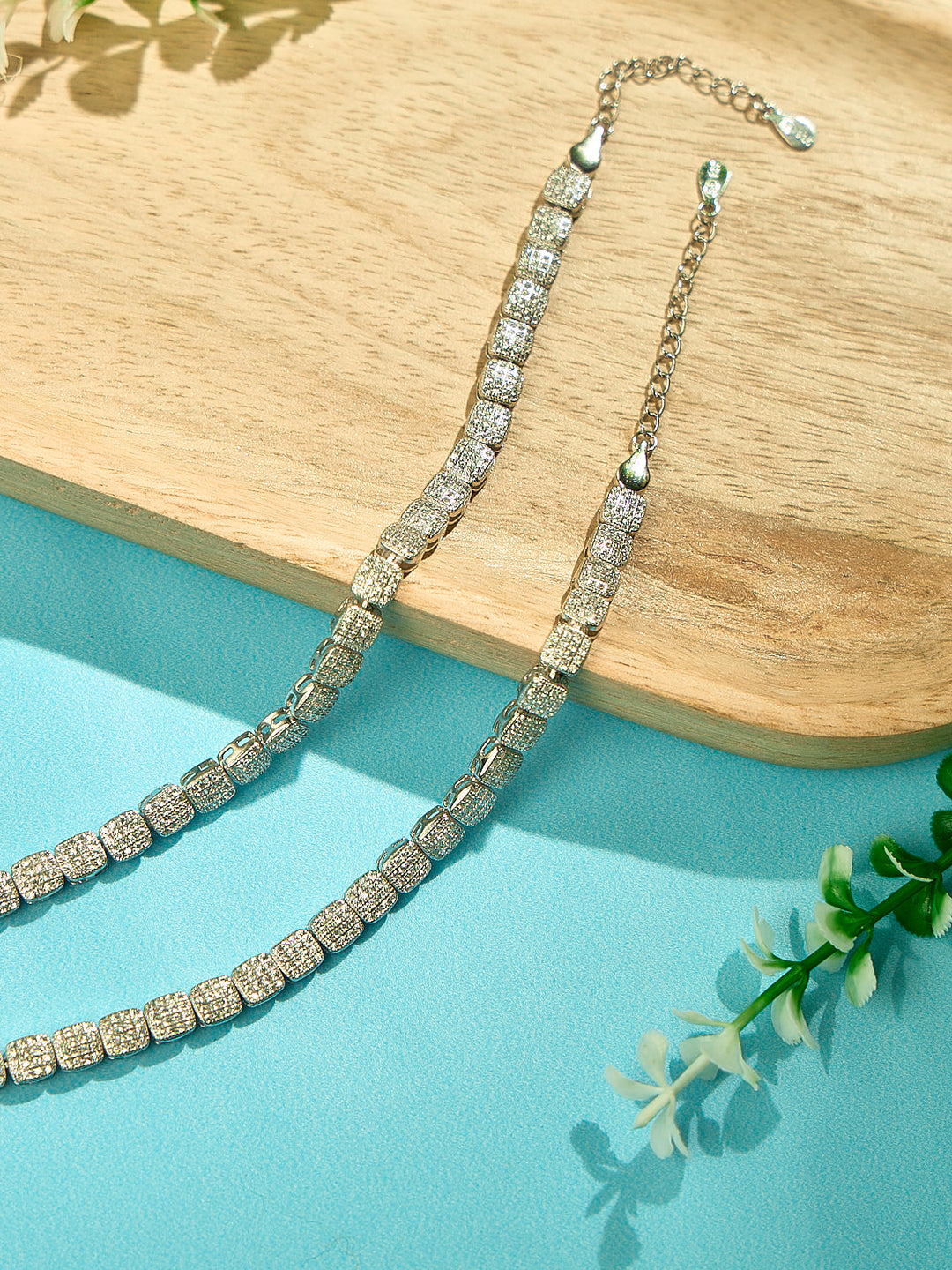 Gleaming Square Cut Silver Anklet