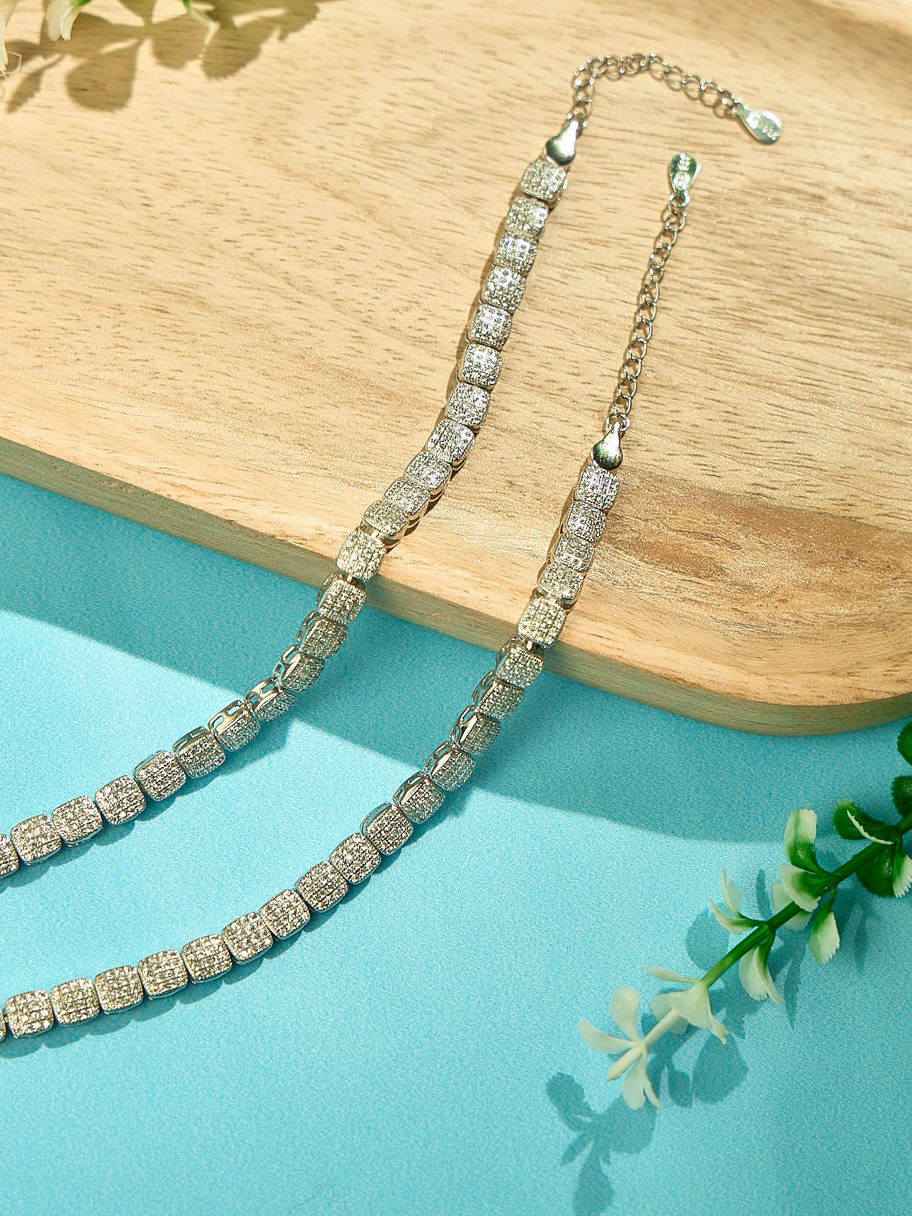 Gleaming Square Cut Silver Anklet
