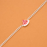 Minimal Watermelon Charm Silver Baby Bracelet