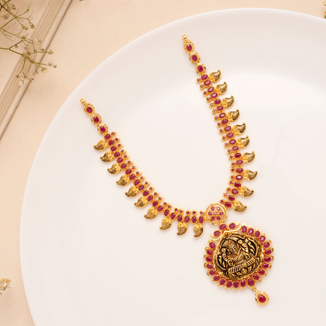 Classic Temple Ruby Bloom Necklace Set