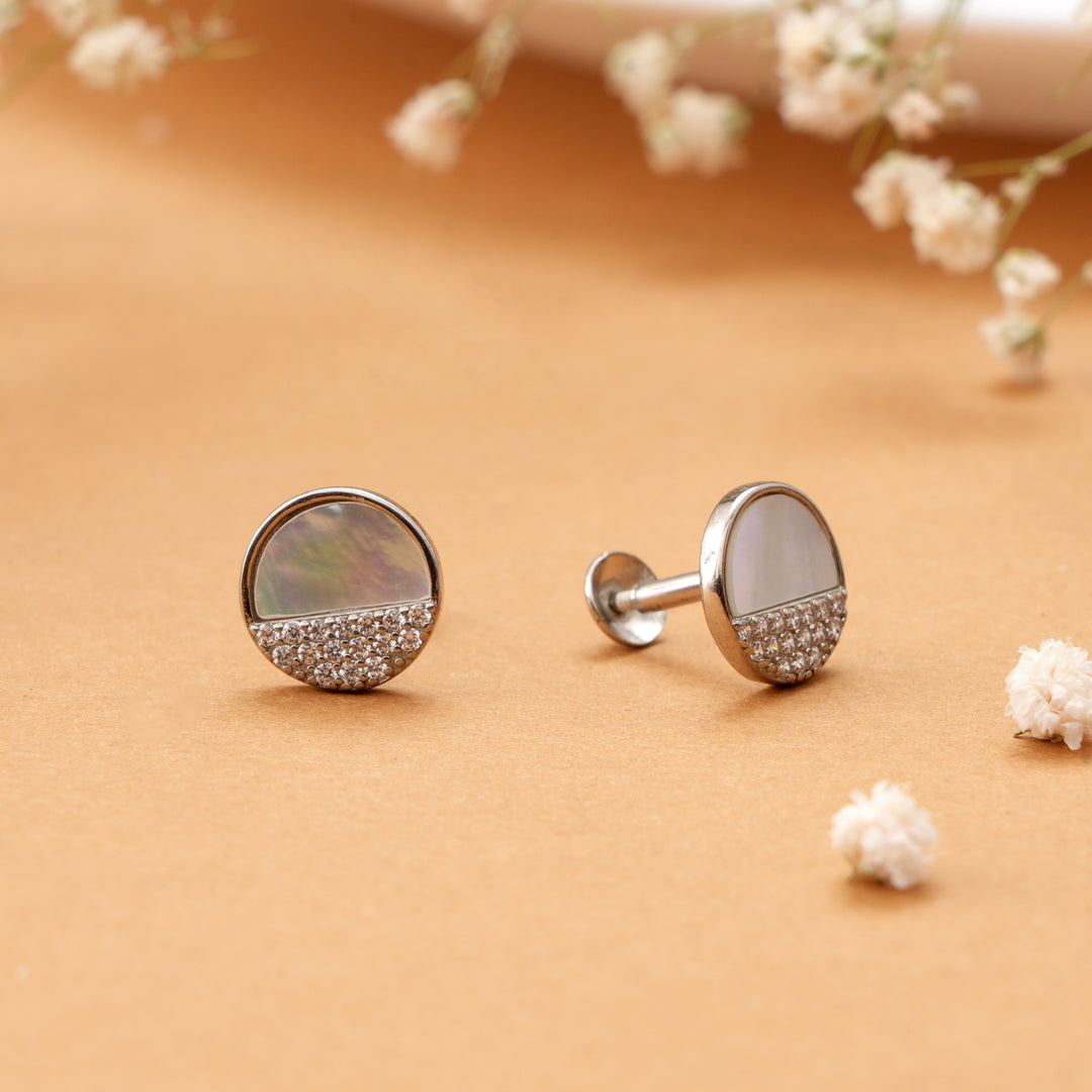 Elegant Mother of Pearl Silver Studs