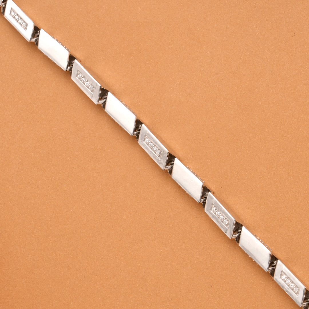Men’s Rectangular Link Silver Bracelet