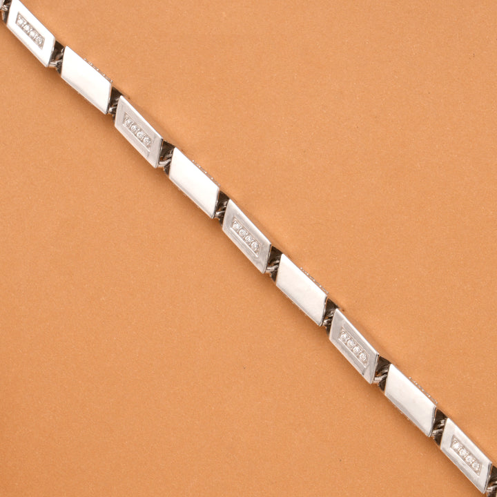 Men’s Rectangular Link Silver Bracelet